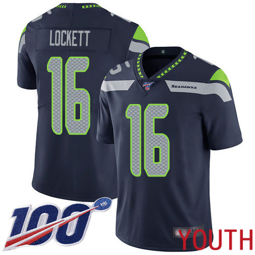 Seattle Seahawks Limited Navy Blue Youth Tyler Lockett Home Jersey NFL Football 16 100th Season Vapor Untouchable